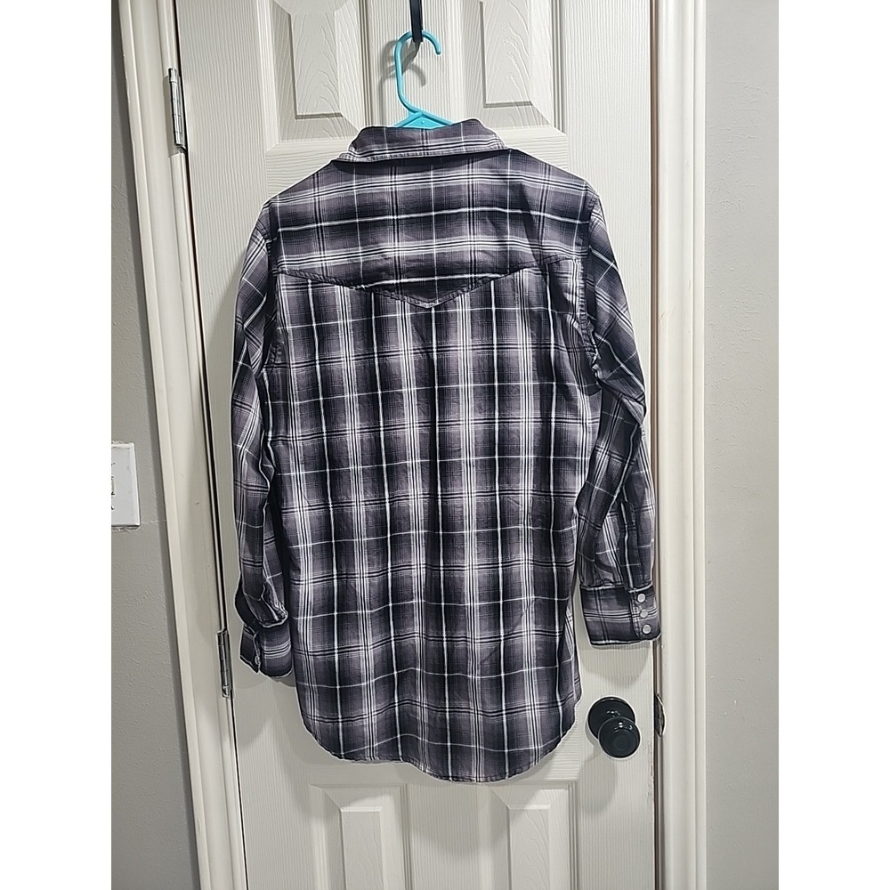 High Noon Pearl Snap Western Shirt Men's S Black Gray Plaid Rodeo Cowboy - Picture 10 of 15